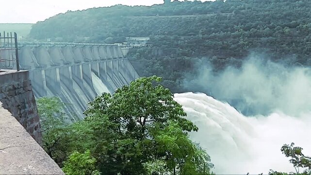 This is a picture of Srisailam Dam in Andhra Pradesh. It is a large river in the state and is a very popular tourist destination