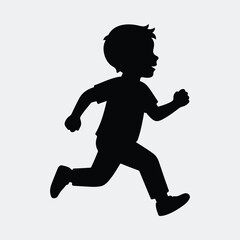 Silhouette of boy running quickly playful energetic vector illustration