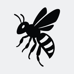 Silhouette of honeybee in flight isolated vector illustration