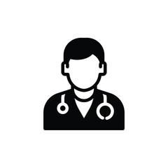 Professional Medical Doctor Icon in Simplistic Black and White Design