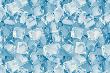 Texture with many ice cube. Cool blue background