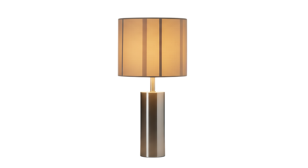 Modern Minimalist Table Lamp With Beige Fabric Shade and Geometric Base For Cozy Home Decor Accent Lighting Isolated on Transparent Background