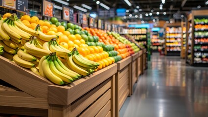 Vibrant Produce Display in Grocery Store Aisle