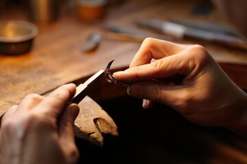 Skilled Hands Crafting Delicate Gold Jewelry