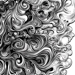 Fototapeta premium Vintage inspired decorative floral sketch in grayscale contrast high resolution picture
