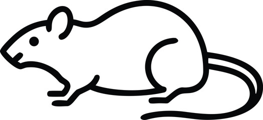 Minimalist Cartoon Rat Outlined Rodent Design With Long Tail Design