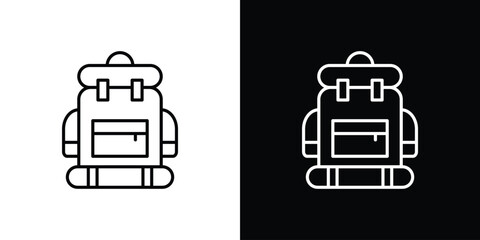 Hiking backpack icon line symbol concept, vector illustration