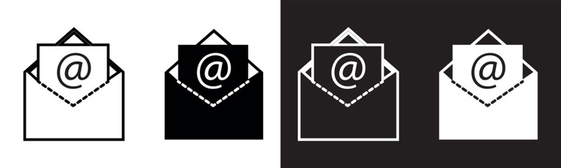 Email icon set with line and filled style