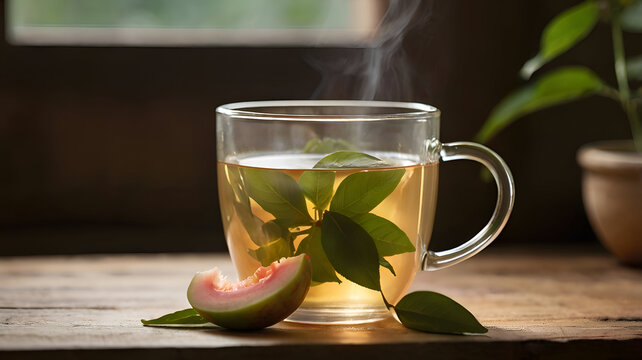 glass of green tea with lemon