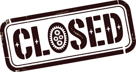 Fototapeta premium Brown Closed Stamp Vector Illustration with Gear Icon on Transparent