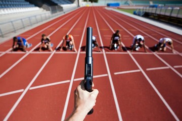 Starting Pistol Ready to Fire Sprinter's Race