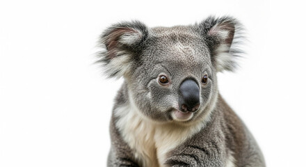 Fototapeta premium close up of a koala sitting in front of white background
