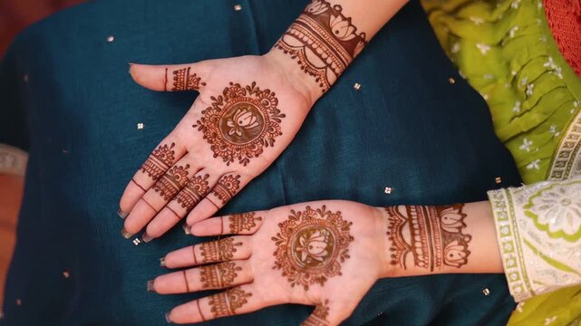 Joyful Indian Wedding Mehendi Ceremony with Traditional Henna and Festive Celebrations