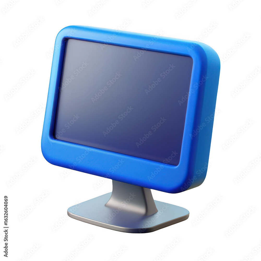 Poster 3d rendered blue computer monitor isolated on transparent background