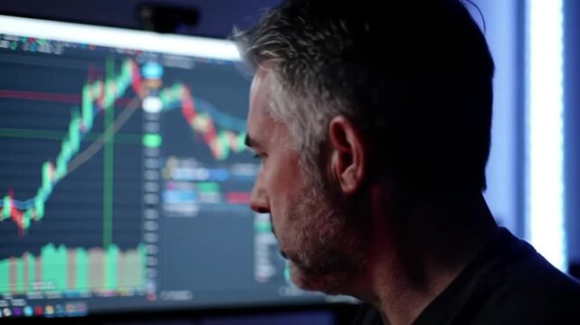Real-time market monitoring setup. Great for online trading, crypto assets, and financial tech promos.