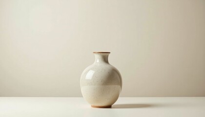 Minimal white ceramic vase on a light background  