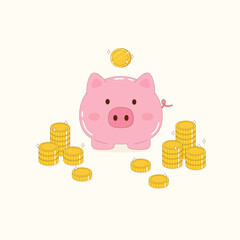 cute piggy bank saving front