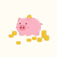 cute piggy bank saving side