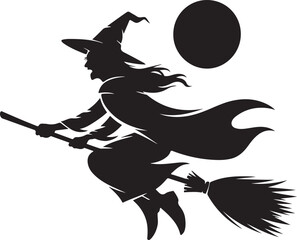 Wizard on a Broomstick Silhouette
