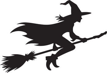 Wizard on a Broomstick Silhouette