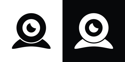 Web camera icon in flat style, filled black symbol