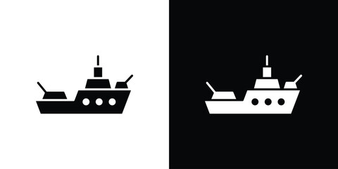 Obraz premium Warship icon in flat style, filled black symbol