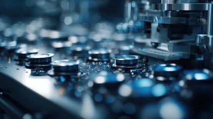 A concentration of disassembled headset parts neatly arrayed on a cleanroom table interspersed with precision tools and machinery emphasizing the organized chaos of the final assembly