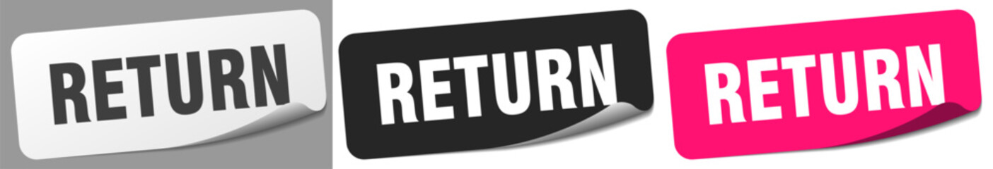 return sticker. return sticker set on white background