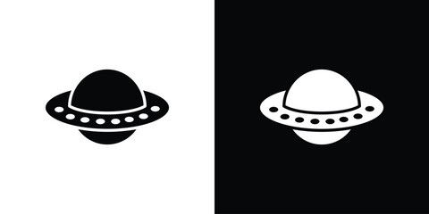 UFO icon in flat style, filled black symbol