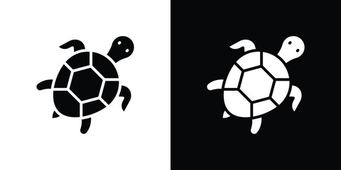 Obraz premium Turtle icon in flat style, filled black symbol