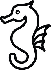 Seahorse Silhouette, Elegant Marine Life Outline, Isolated on White Background