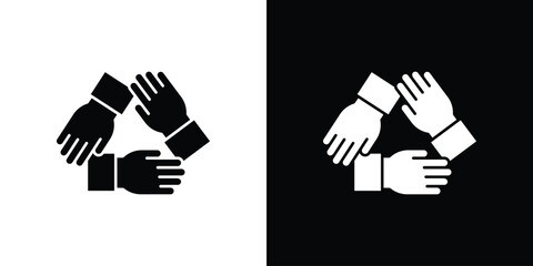 Teamwork icon in flat style, filled black symbol