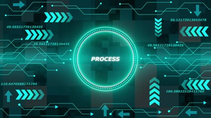 Futuristic Neon Circle Process Data Flow Network Technology Abstract Background with Digital - Powered by Adobe