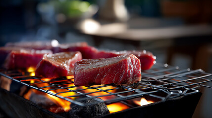 Delicious Grilled Meat Sizzling on a Hot Grill