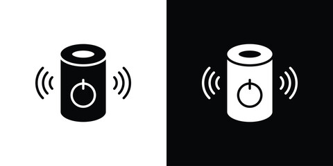 Smart speaker icon in flat style, filled black symbol