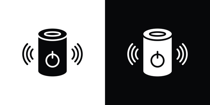 Smart speaker icon in flat style, filled black symbol