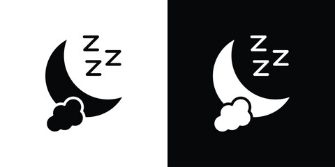 Sleep icon in flat style, filled black symbol