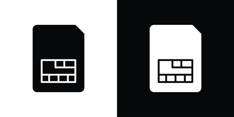 Sim card icon in flat style, filled black symbol