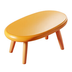 3d rendered orange oval stool isolated on transparent background