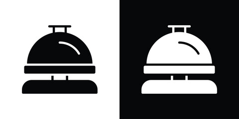 Reception bell icon in flat style, filled black symbol