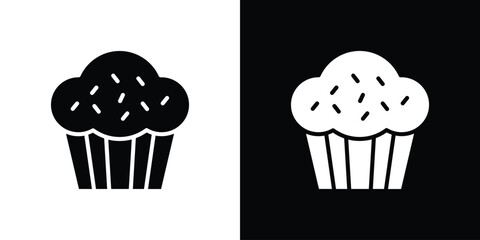 Muffin icon in flat style, filled black symbol