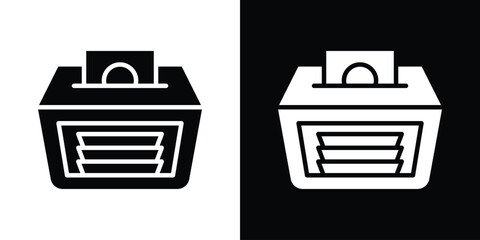 Money counting machine icon in flat style, filled black symbol