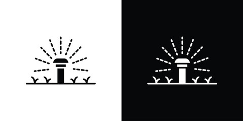 Lawn sprinkler icon in flat style, filled black symbol