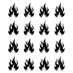 A hot bonfire flame vector icon set with a decorative fire element design