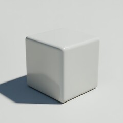 White cube object on a plain background.