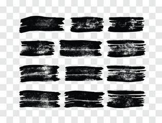 Set of black hand drawn brush strokes