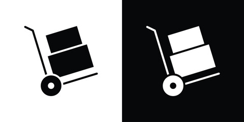 Hand truck icon in flat style, filled black symbol
