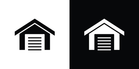 Garage icon in flat style, filled black symbol
