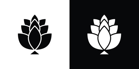 Fir cone icon in flat style, filled black symbol