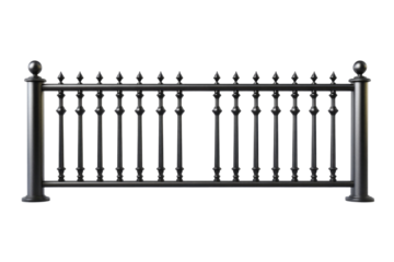 Ornate metal balustrade section isolated on transparent background